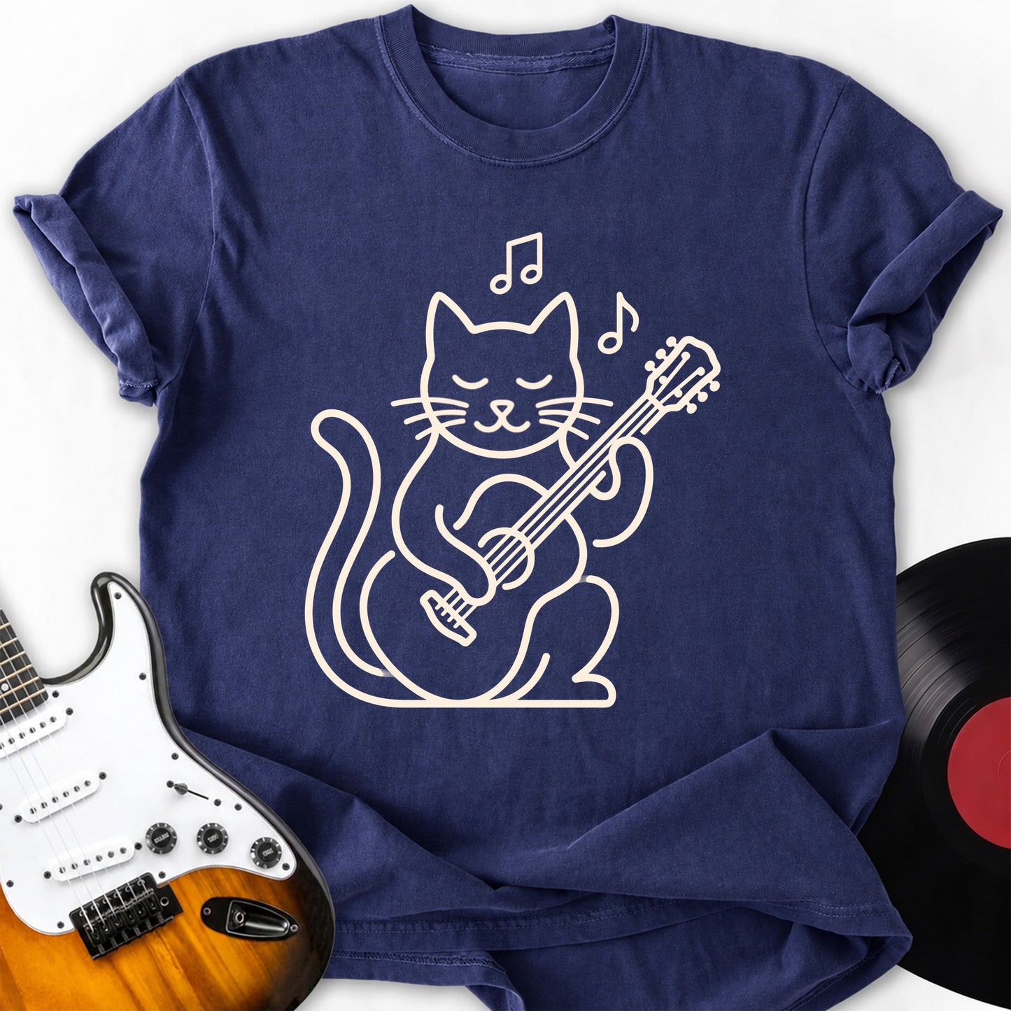 Simple Cat Guitar T-shirt