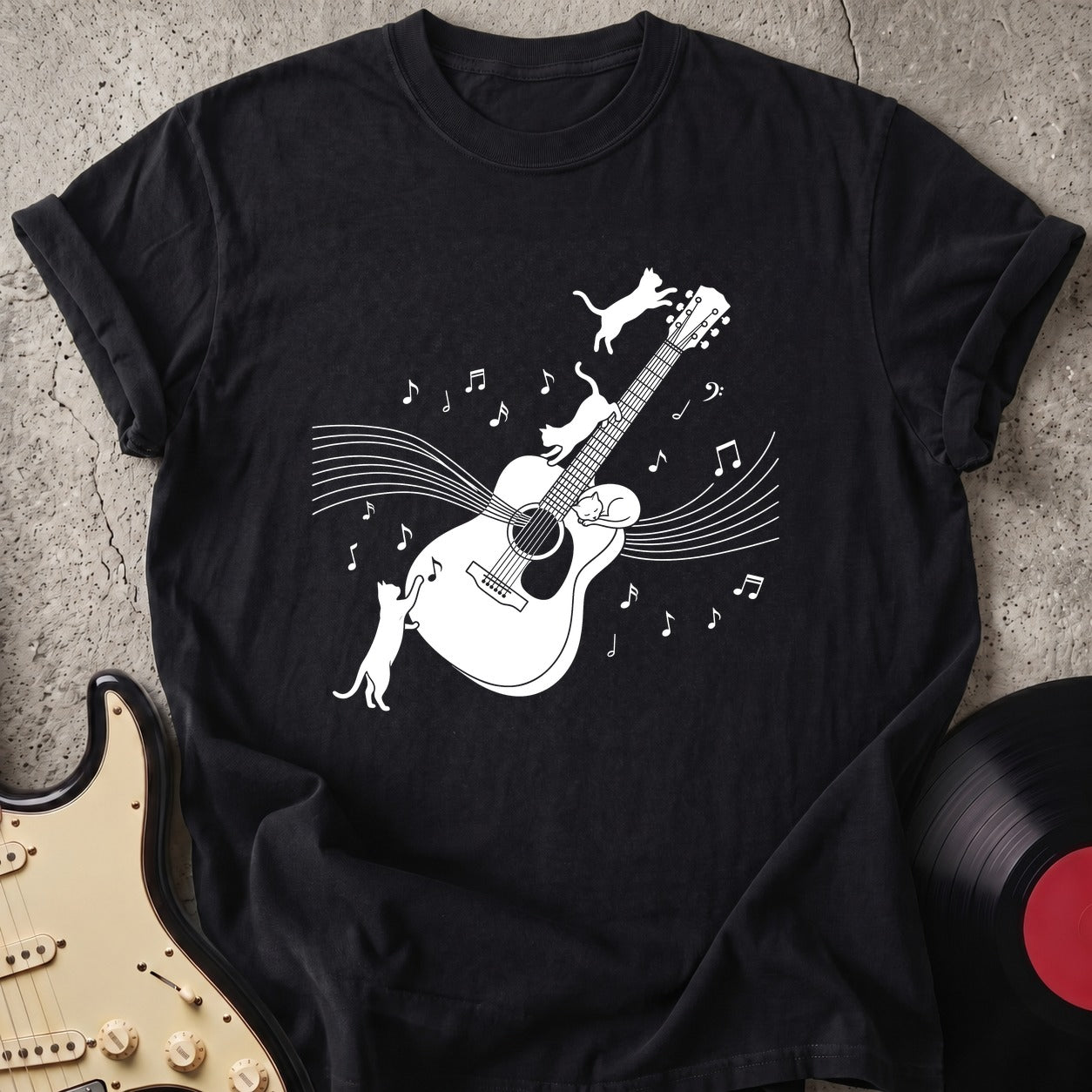 Cat & Guitar T-shirt
