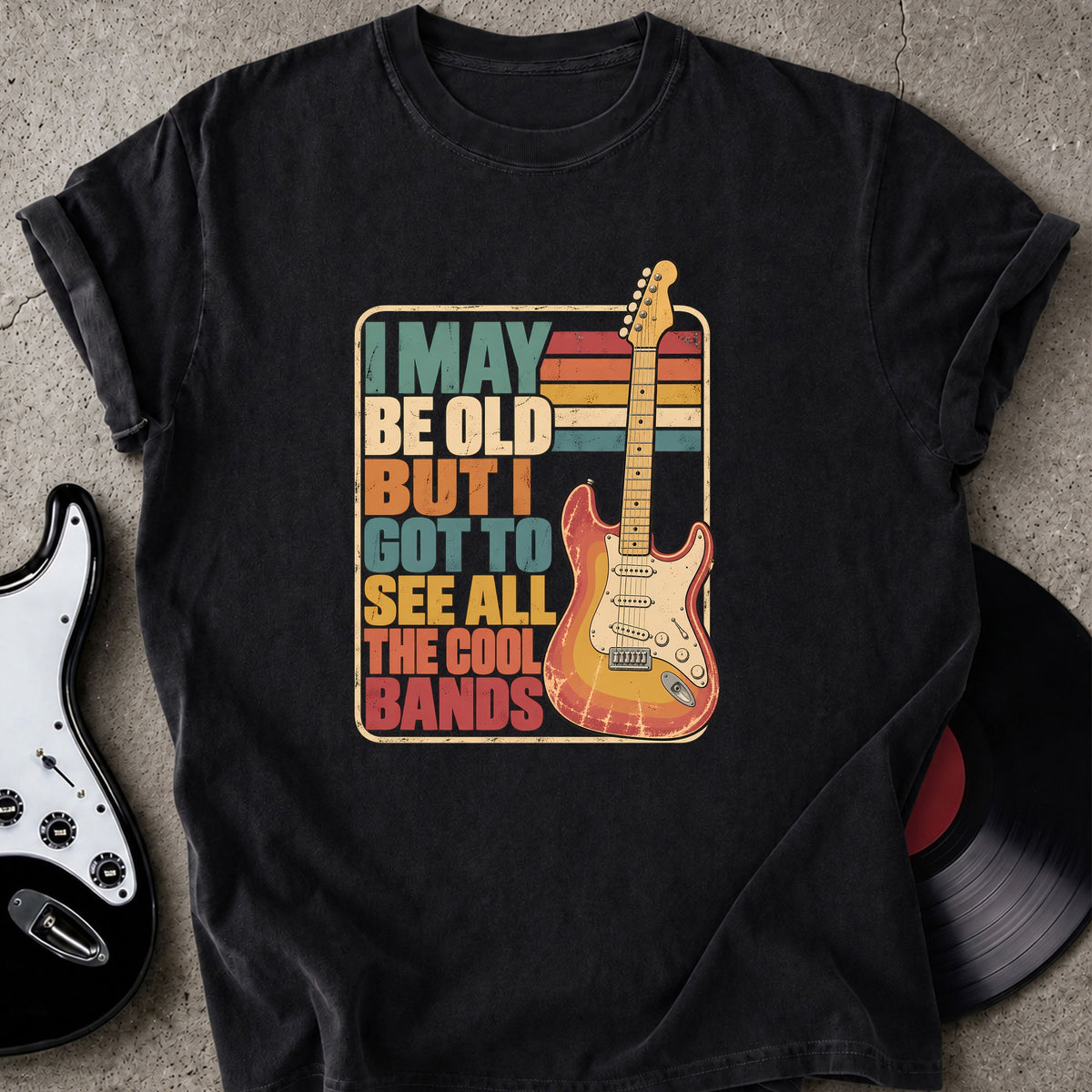 Retro Cool Bands Guitar T-shirt