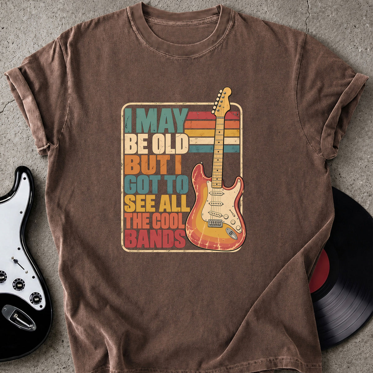 Retro Cool Bands Guitar T-shirt
