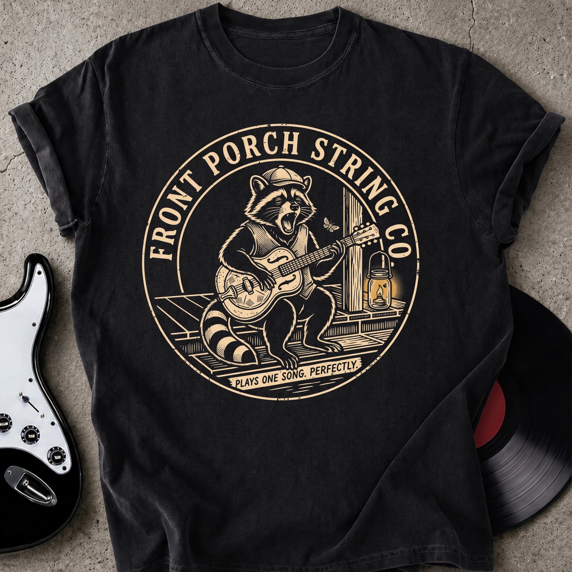 Front Porch Raccoon T-shirt