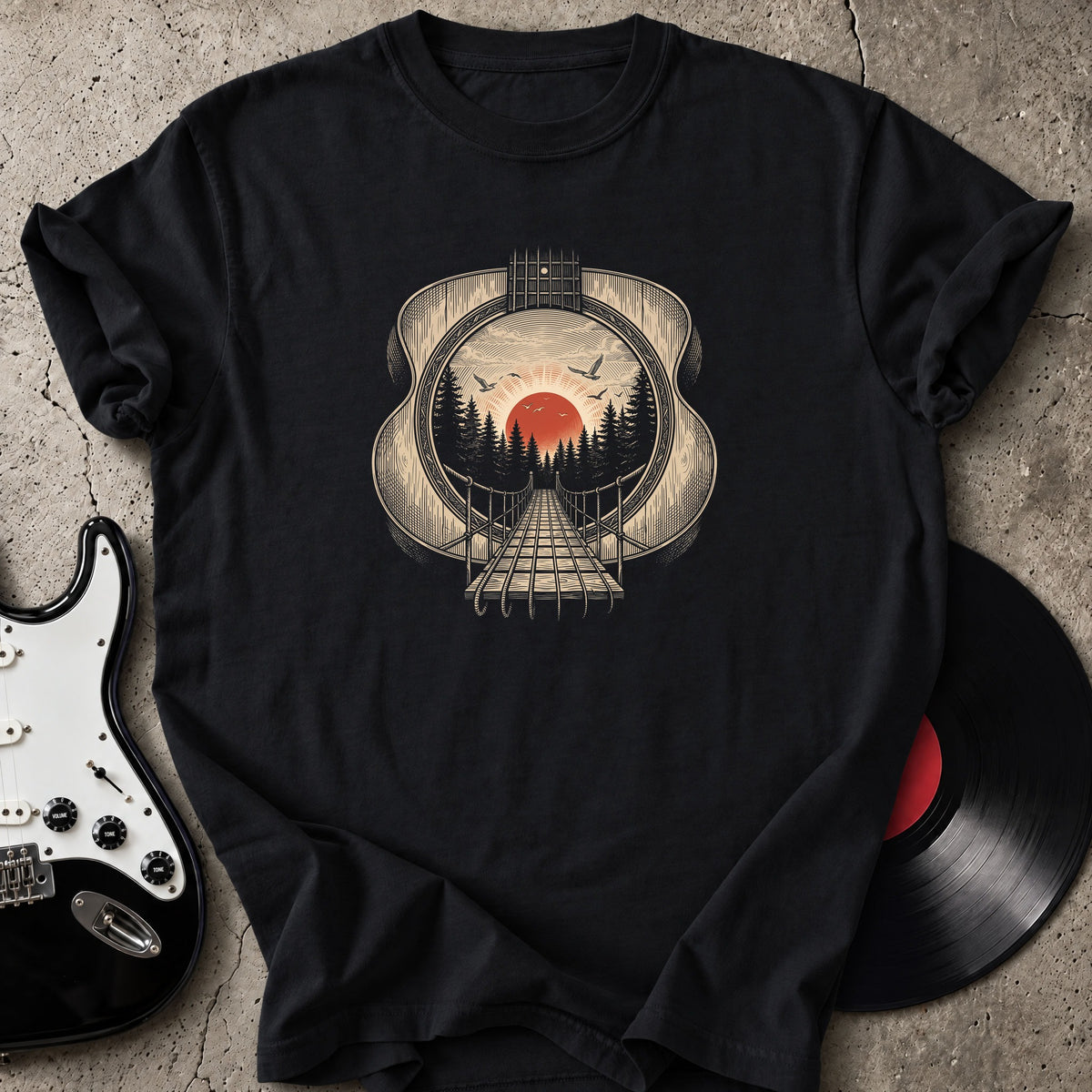 Guitar Bridge Sunset T-Shirt