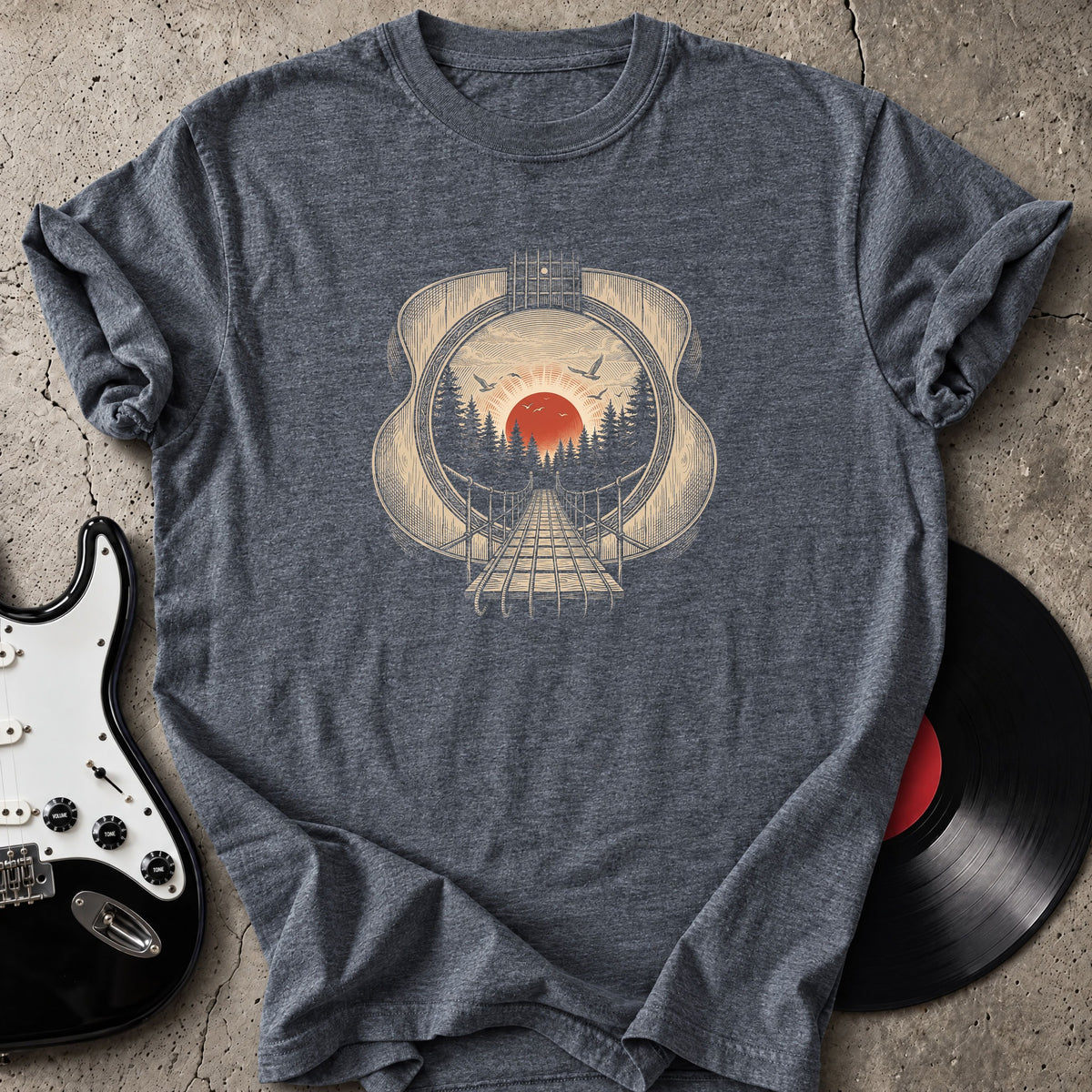 Guitar Bridge Sunset T-Shirt