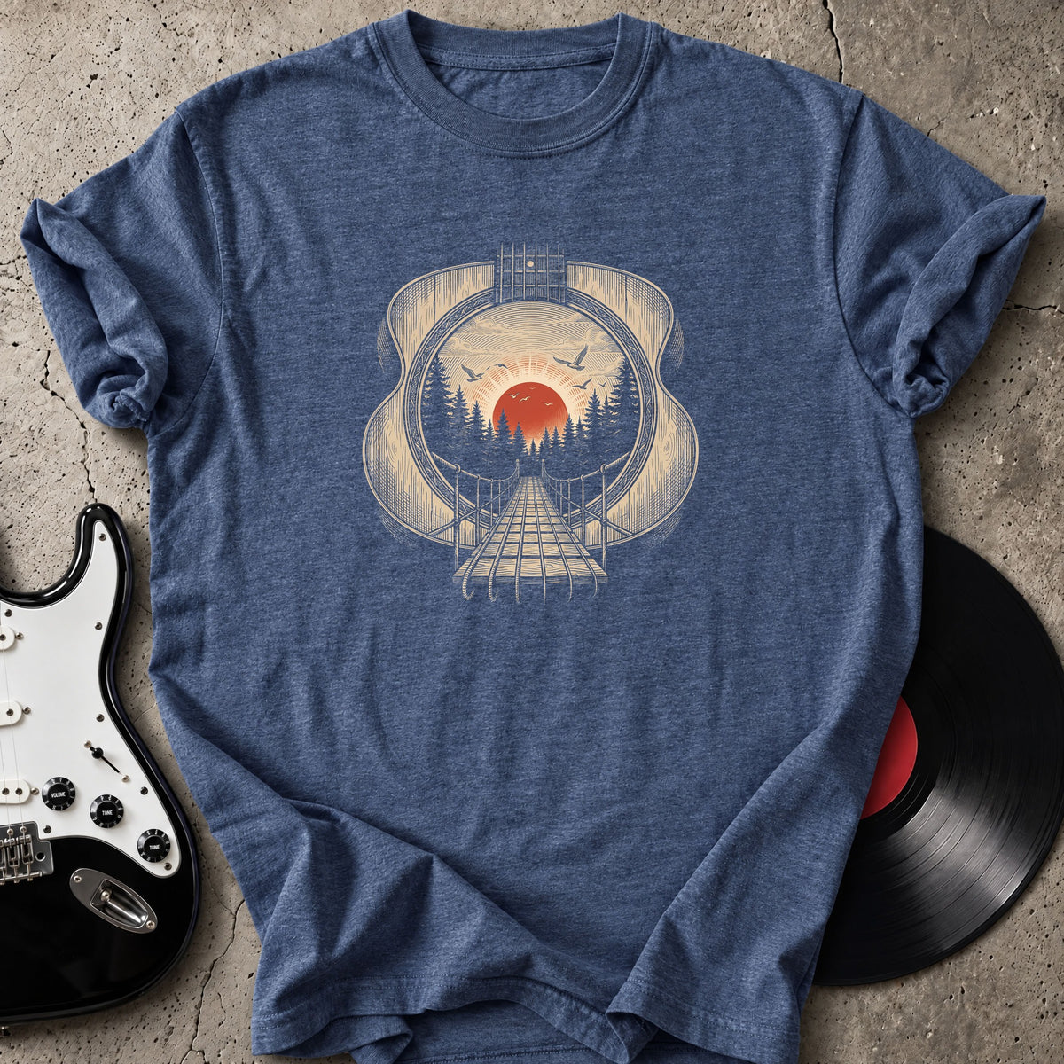 Guitar Bridge Sunset T-Shirt