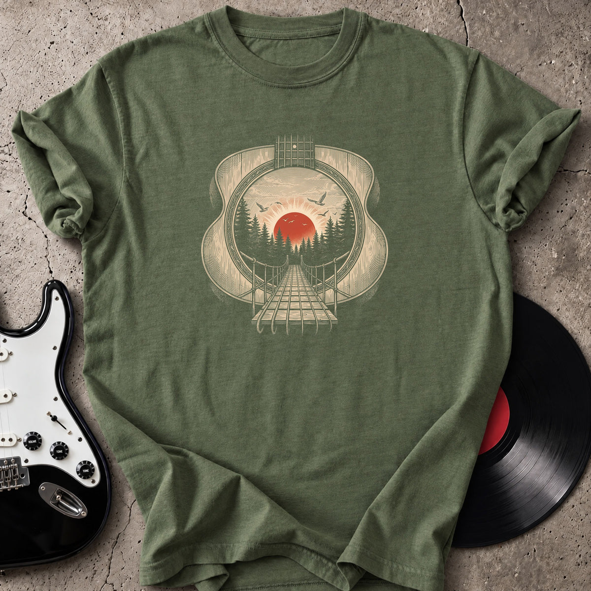 Guitar Bridge Sunset T-Shirt