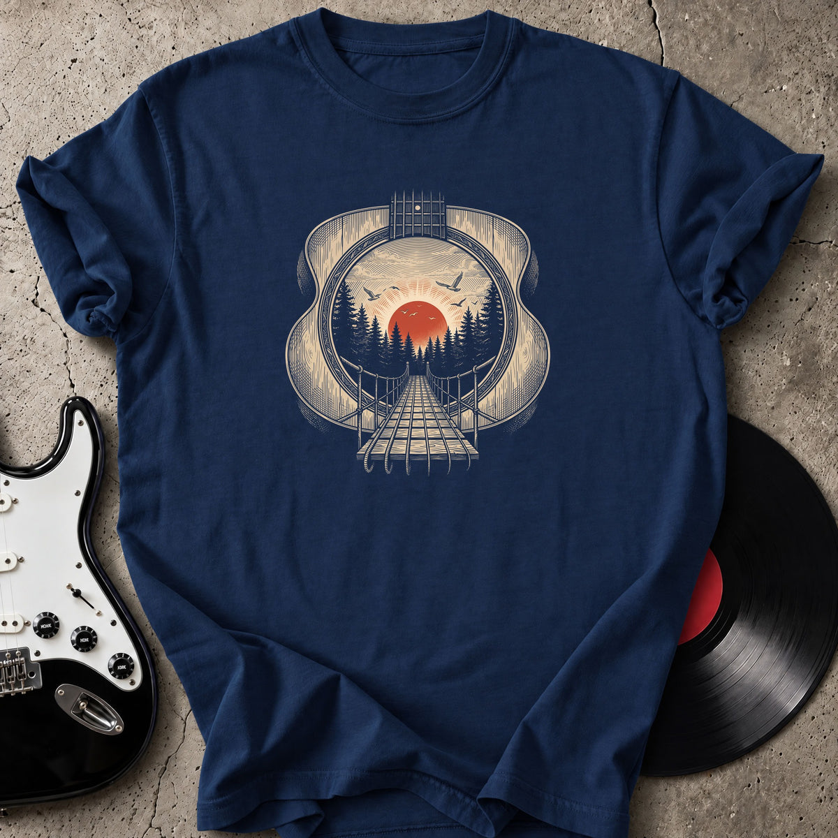 Guitar Bridge Sunset T-Shirt