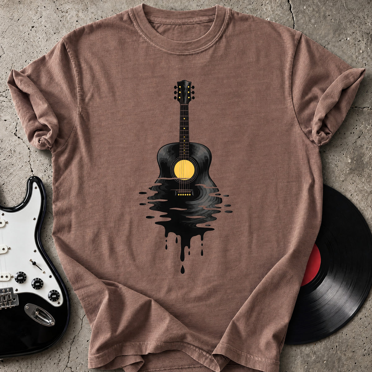 Guitar Sunset Drip T-Shirt
