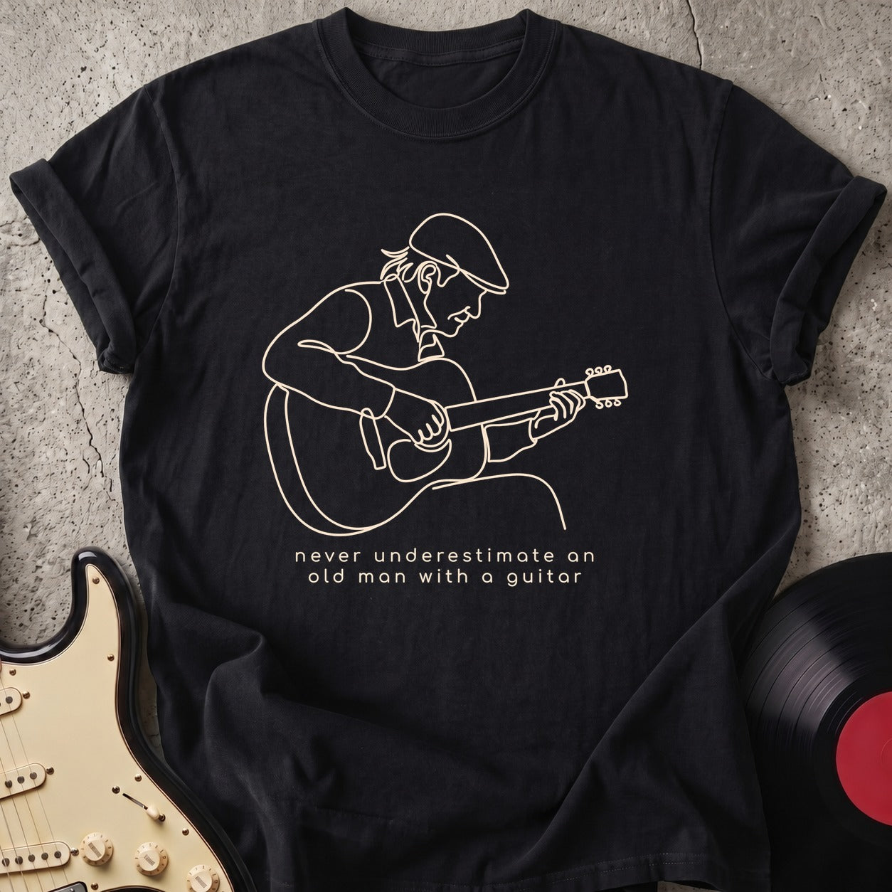 Old Man Guitar Line T-shirt