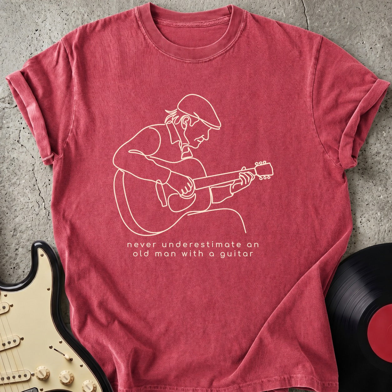 Old Man Guitar Line T-shirt