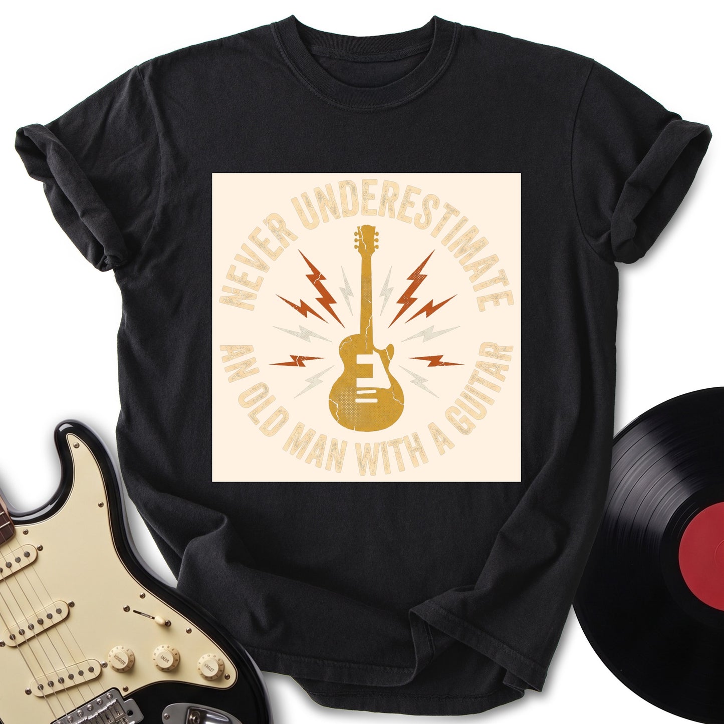 Old Man with Guitar T-Shirt