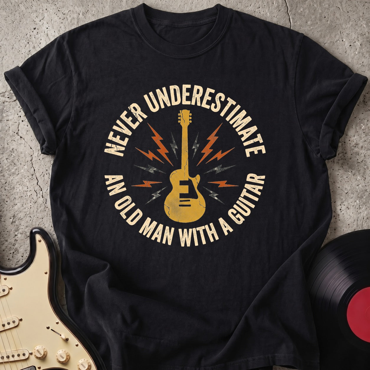 Old Man with Guitar T-shirt