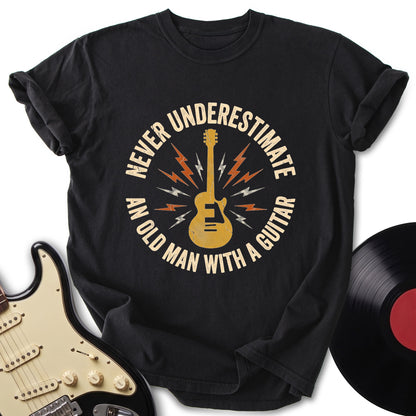 Old Man with Guitar T-Shirt