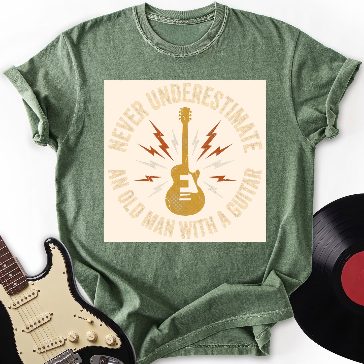 Old Man with Guitar T-Shirt
