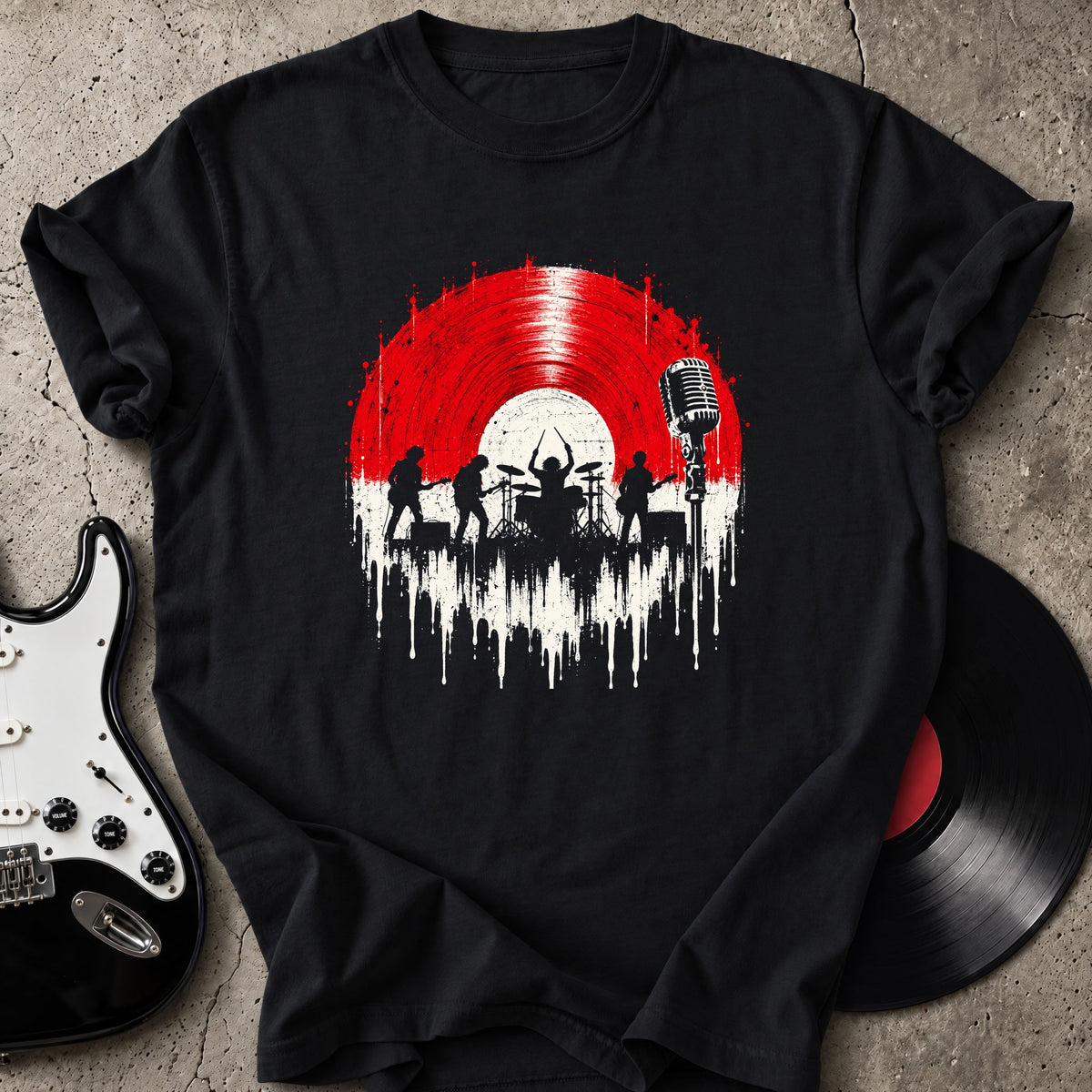 Red Vinyl Band T-Shirt