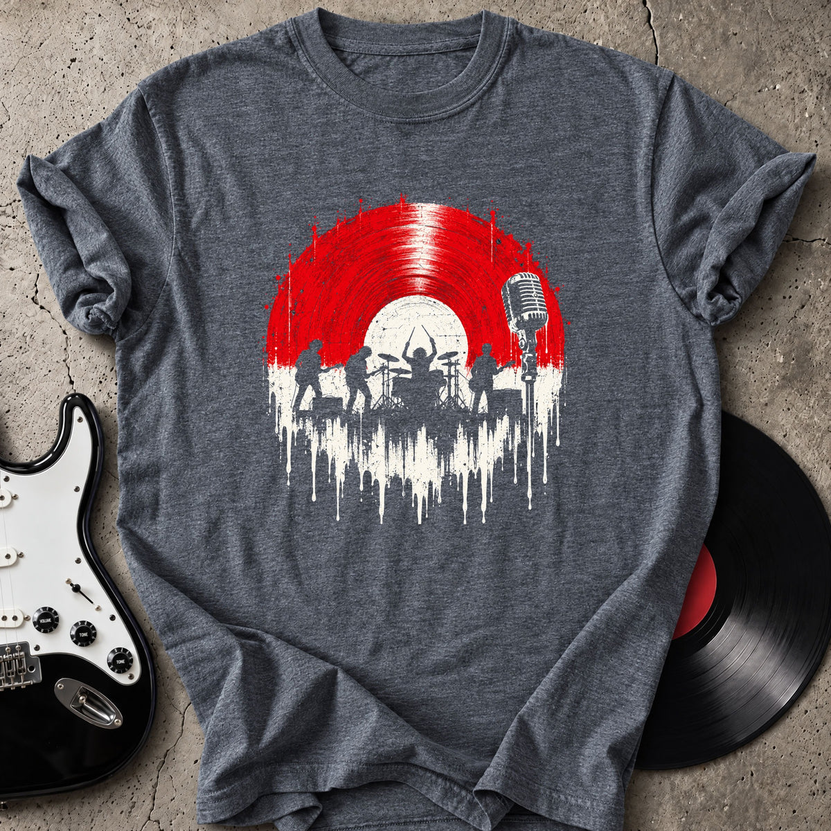 Red Vinyl Band T-Shirt
