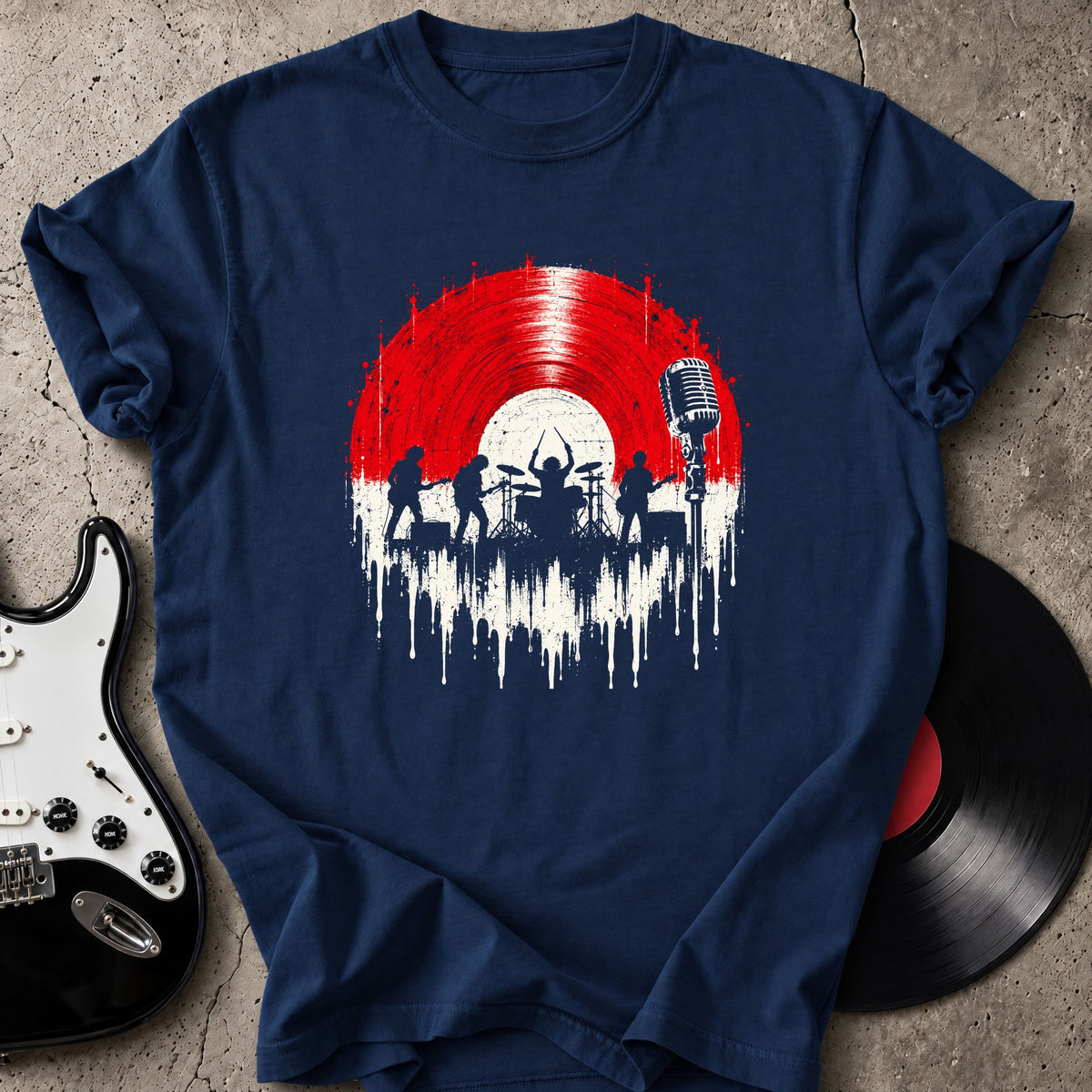 Red Vinyl Band T-Shirt