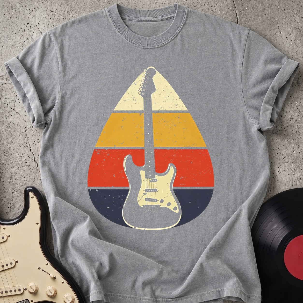 Retro Sunset Guitar T-shirt Dark